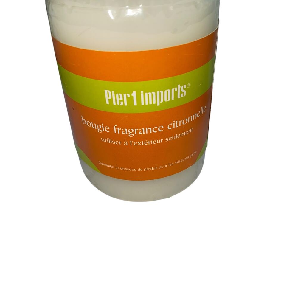 Pier 1 Imports Citronella scented white pillar candle for outdoor use only NEW
